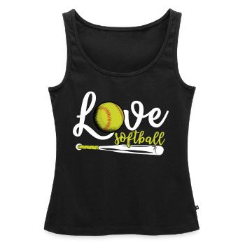J’aime le softball, le softball - Débardeur bio Premium Femme - noir - Devant - AI Model Female 172 light (172cm)