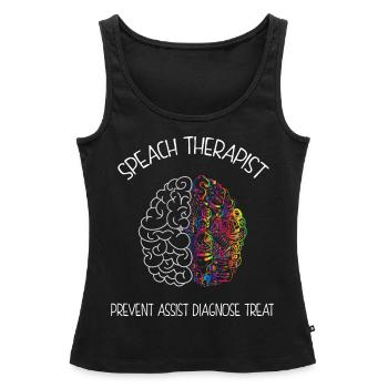 Cerveau d’un pathologiste linguistique Cadeau Langue - Débardeur bio Premium Femme - noir - Devant - AI Model Female 172 light (172cm)