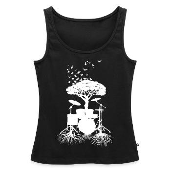Schlagzeugerwurzeln, Drumsticks - Frauen Premium Organic Tank Top - Schwarz - Vorne - AI Model Female 172 light (172cm)