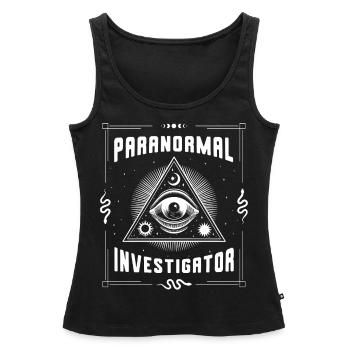 Enquêteur paranormal - Débardeur bio Premium Femme - noir - Devant - AI Model Female 172 light (172cm)