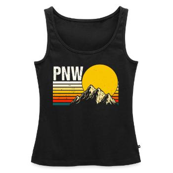 PNW Pacifique Nord-Ouest Bigfoot - Débardeur bio Premium Femme - noir - Devant - AI Model Female 172 light (172cm)