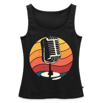 Microphone, Comédien, Comédie stand-up - Débardeur bio Premium Femme - noir - Devant - AI Model Female 172 light (172cm)