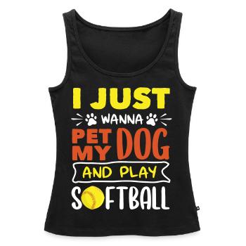 Il suffit de caresser mon chien et de jouer au softball - Débardeur bio Premium Femme - noir - Devant - AI Model Female 172 light (172cm)