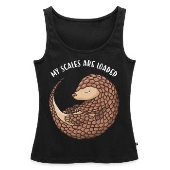 Mes écailles sont chargées Pangolin - Débardeur bio Premium Femme - noir - Devant - AI Model Female 172 light (172cm)