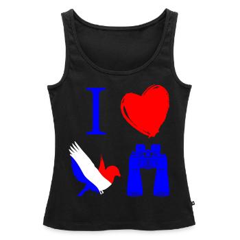 Bird watching, ornithology - Women’s Premium Organic Tank top - black - Front - AI Model Female 172 light (172cm)