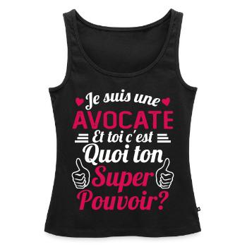 Je suis une Avocate c'est mon super pouvoir - Débardeur bio Premium Femme - noir - Devant - AI Model Female 172 light (172cm)