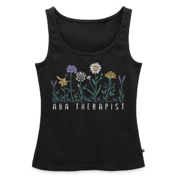 Thérapeute floral - Débardeur bio Premium Femme - noir - Devant - AI Model Female 172 light (172cm)