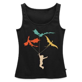 Funny Trendy Little Girl With Dragon - Women’s Premium Organic Tank top - black - Front - AI Model Female 172 light (172cm)