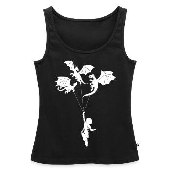 Funny Trendy Little Boy With Dragon - Women’s Premium Organic Tank top - black - Front - AI Model Female 172 light (172cm)
