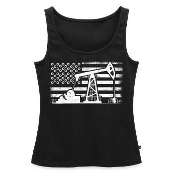 Champs pétrolifères américains, travailleurs des champs pétrolifères - Débardeur bio Premium Femme - noir - Devant - AI Model Female 172 light (172cm)