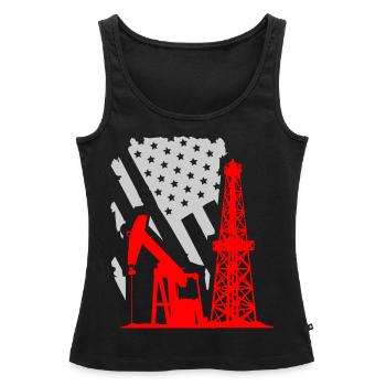 Champs pétrolifères américains, travailleurs des champs pétrolifères - Débardeur bio Premium Femme - noir - Devant - AI Model Female 172 light (172cm)