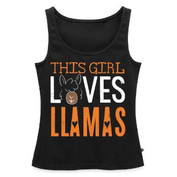 Cette fille aime les lamas, les lamas, les lamas - Débardeur bio Premium Femme - noir - Devant - AI Model Female 172 light (172cm)