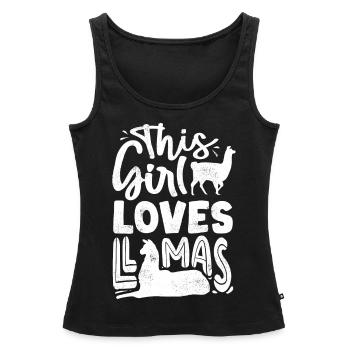 Cette fille aime les lamas, les lamas, les lamas - Débardeur bio Premium Femme - noir - Devant - AI Model Female 172 light (172cm)