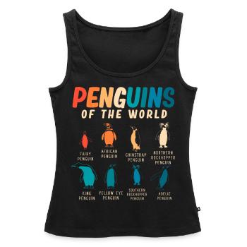 Pingouins, Pingouins, Amateurs de Pingouins - Débardeur bio Premium Femme - noir - Devant - AI Model Female 172 light (172cm)