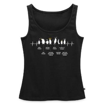 Pingouins, Pingouins, Amateurs de Pingouins - Débardeur bio Premium Femme - noir - Devant - AI Model Female 172 light (172cm)