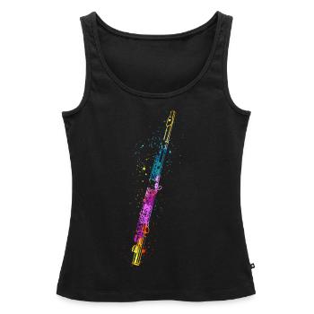 Flûte, Jouer de la flûte, - Débardeur bio Premium Femme - noir - Devant - AI Model Female 172 light (172cm)