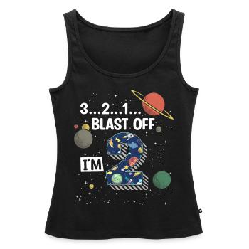 Blast Off Ich Bin2 Jahre Alt, 2. Geburtstag - Frauen Premium Organic Tank Top - Schwarz - Vorne - AI Model Female 172 light (172cm)