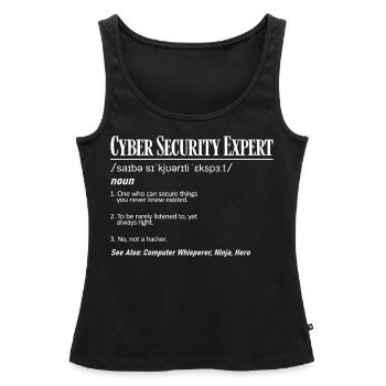 Expert en cybersécurité - Débardeur bio Premium Femme - noir - Devant - AI Model Female 172 light (172cm)