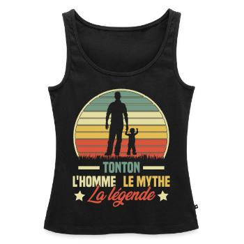Tonton l'homme le mythe la légende Vintage Cadeau - Débardeur bio Premium Femme - noir - Devant - AI Model Female 172 light (172cm)