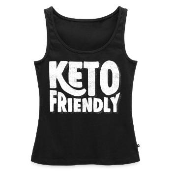Régime Keto, régime sans glucides, céto - Débardeur bio Premium Femme - noir - Devant - AI Model Female 172 light (172cm)