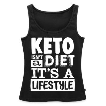 Régime Keto, régime sans glucides, céto - Débardeur bio Premium Femme - noir - Devant - AI Model Female 172 light (172cm)