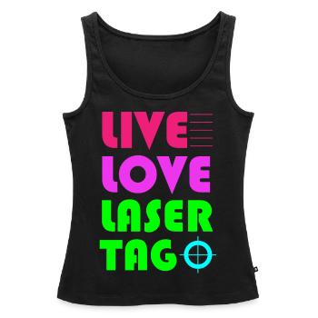 Laser Tag, Laser - Débardeur bio Premium Femme - noir - Devant - AI Model Female 172 light (172cm)