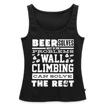 Wall climbers, wall climbers - Women’s Premium Organic Tank top - black - Front - AI Model Female 172 light (172cm)
