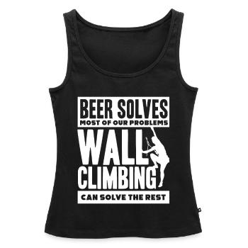 Wall climbers, wall climbers - Women’s Premium Organic Tank top - black - Front - AI Model Female 172 light (172cm)