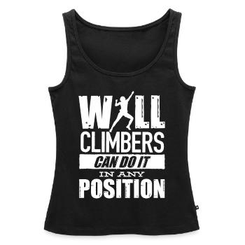 Wall climbers, wall climbers - Women’s Premium Organic Tank top - black - Front - AI Model Female 172 light (172cm)