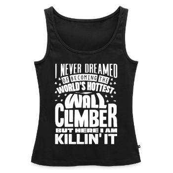 Wall climbers, wall climbers - Women’s Premium Organic Tank top - black - Front - AI Model Female 172 light (172cm)