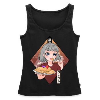 Anime Girl Japanese Food Waffle Pancake Lover - Débardeur bio Premium Femme - noir - Devant - AI Model Female 172 light (172cm)