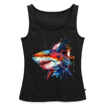 Watercolor Shark Colorful Great White Shark Lover - Frauen Premium Organic Tank Top - Schwarz - Vorne - AI Model Female 172 light (172cm)