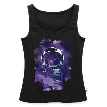 Voie lactée Astronaute Astronomie Galaxy Stars - Débardeur bio Premium Femme - noir - Devant - AI Model Female 172 light (172cm)