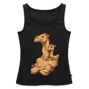 Starkes Kamel mit Kamel Kind für einen Kamel - Frauen Premium Organic Tank Top - Schwarz - Vorne - AI Model Female 172 light (172cm)