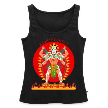 Ancienne divinité aztèque Xiuhtecuhtli Mythologie aztèque - Débardeur bio Premium Femme - noir - Devant - AI Model Female 172 light (172cm)