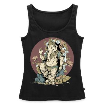 Dieu hindou Ganesha Hindouisme floral Éléphant Divinité L - Débardeur bio Premium Femme - noir - Devant - AI Model Female 172 light (172cm)