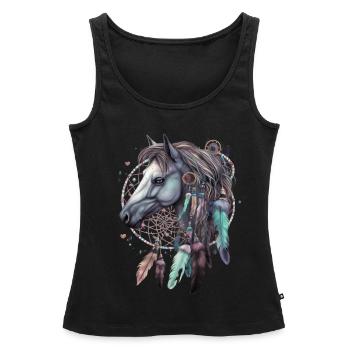 Traumfänger Pferd Federn Esoterik - Frauen Premium Organic Tank Top - Schwarz - Vorne - AI Model Female 172 light (172cm)