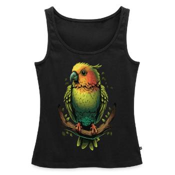 Mignon perroquet tourtereau Perruche Ornithologie - Débardeur bio Premium Femme - noir - Devant - AI Model Female 172 light (172cm)