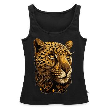 Cheetah Illustration Wild Cat Wildlife Lover - Débardeur bio Premium Femme - noir - Devant - AI Model Female 172 light (172cm)