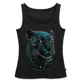 Black Leopard Panther Wild Cat Wildlife Lover - Débardeur bio Premium Femme - noir - Devant - AI Model Female 172 light (172cm)