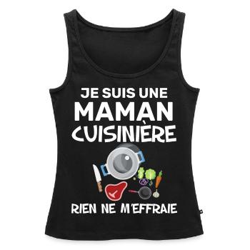 Cadeau Maman Cuisinière Humour Fête des Mères - Débardeur bio Premium Femme - noir - Devant - AI Model Female 172 light (172cm)