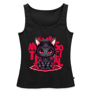 Kawaii Anime Gothic Cat Antisocial Introvert Menhe - Frauen Premium Organic Tank Top - Schwarz - Vorne - AI Model Female 172 light (172cm)