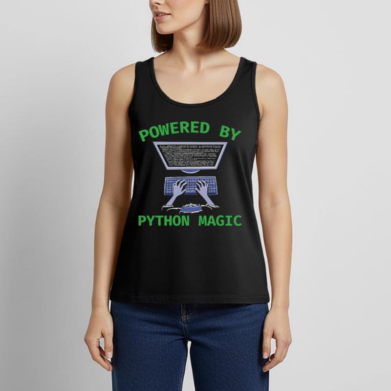 Powered by Python Magic Python Programming Coding Frauen Premium Organic Tank Top
