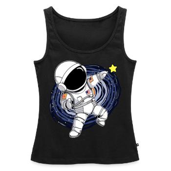 Funny Dabbing Astronaut Outer Space Milky Way Gala - Frauen Premium Organic Tank Top - Schwarz - Vorne - AI Model Female 172 light (172cm)