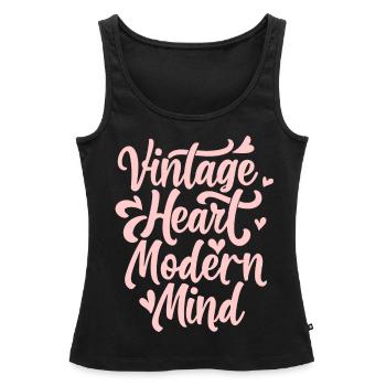 Vintage Heart Modern Mind Kawaii Groovy Retro Aest - Frauen Premium Organic Tank Top - Schwarz - Vorne - AI Model Female 172 light (172cm)