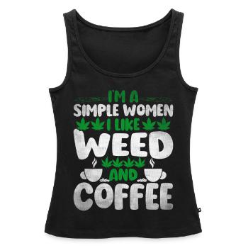 Weed, Café, Cannabis, Stoner, Caféine, Ganja - Débardeur bio Premium Femme - noir - Devant - AI Model Female 172 light (172cm)