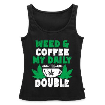 Weed, Café, Cannabis, Stoner, Caféine, Ganja - Débardeur bio Premium Femme - noir - Devant - AI Model Female 172 light (172cm)