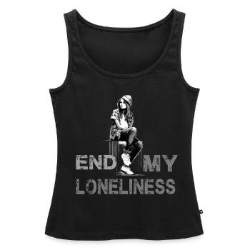 Slogon für Frauen Beende meine Einsamkeit - Frauen Premium Organic Tank Top - Schwarz - Vorne - AI Model Female 172 light (172cm)