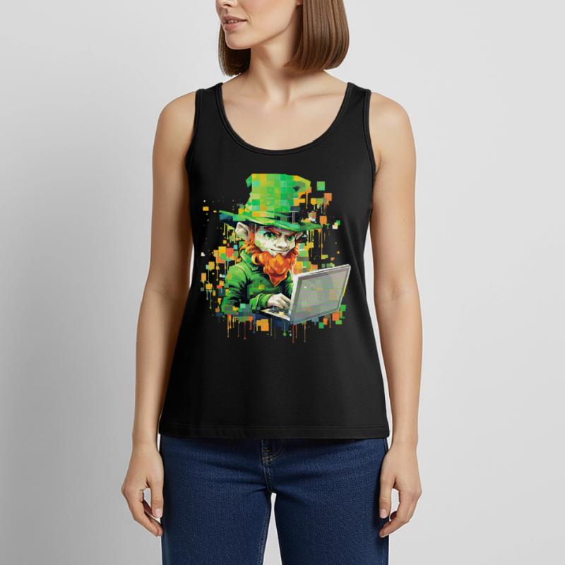 Coder Leprechaun St Patrick's Day Binary Programme Frauen Premium Organic Tank Top