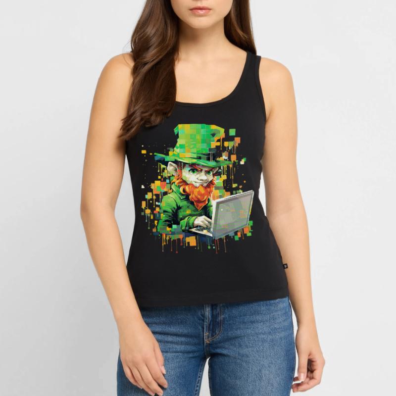 Coder Leprechaun St Patrick's Day Binary Programme Frauen Premium Organic Tank Top